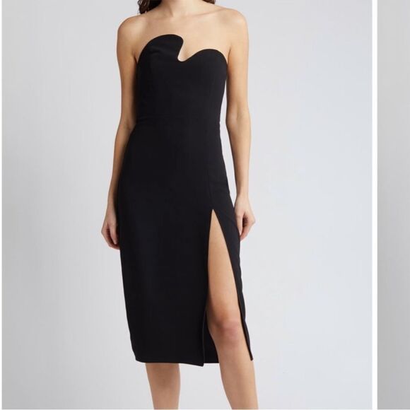 AMANDA UPRICHARD Puzzle Strapless Midi Dress - Picture 1 of 6